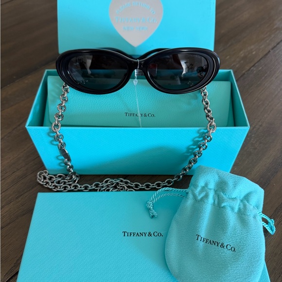 Tiffany & Co. Accessories - Tiffany & Co. Black Sunglasses with Silver Chain